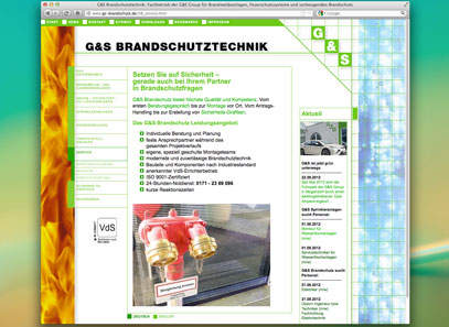 Screenshot der gs-brandschutz-Website bis 2012